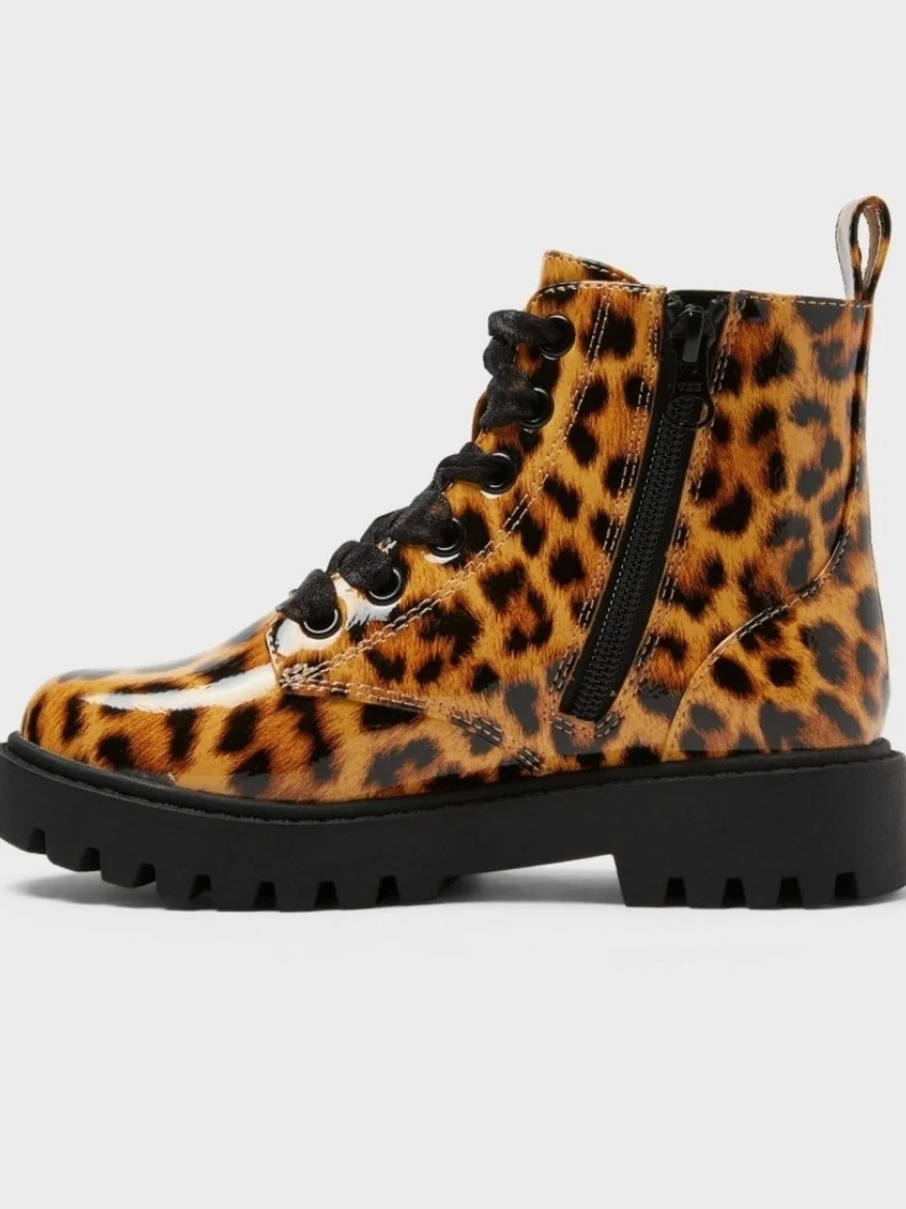 art class Leopard Print Lace-Up Kids Boots - Kayden Black Sole